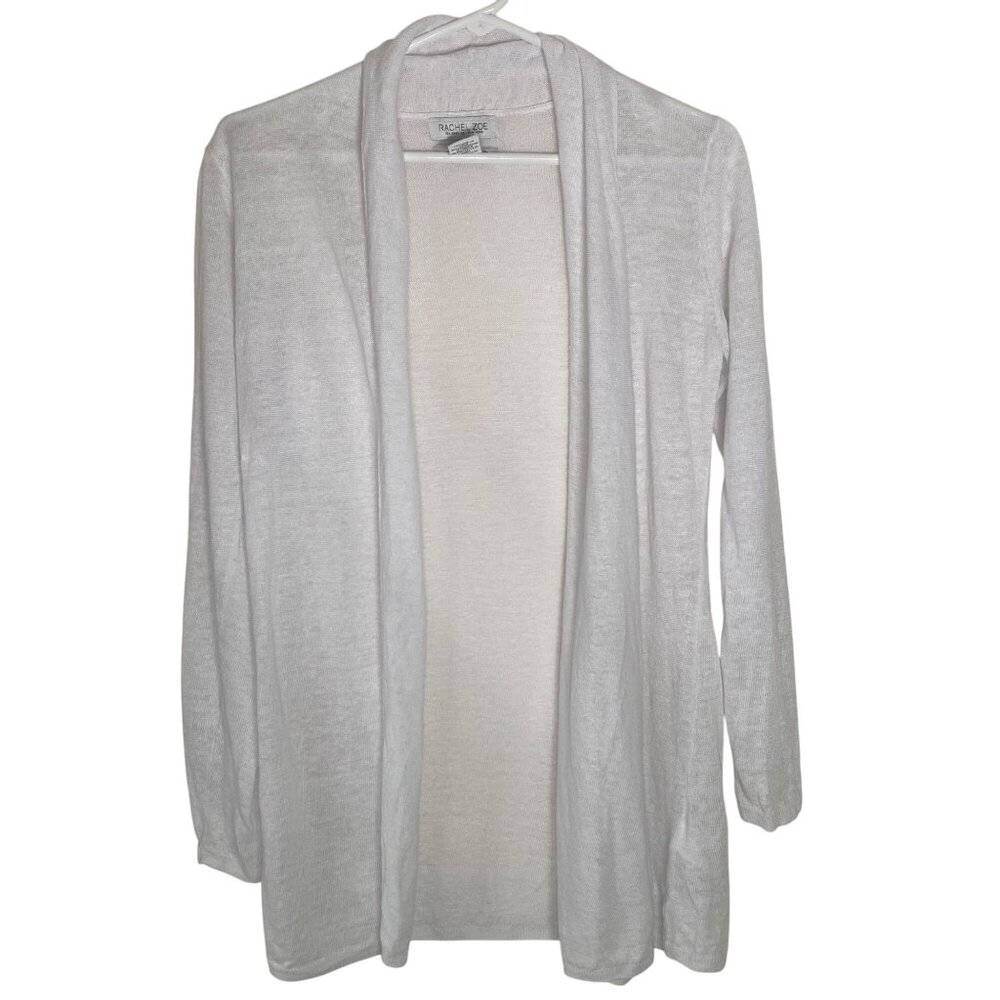 Rachel Zoe Womens XS White Open‎ Linen Cardigan